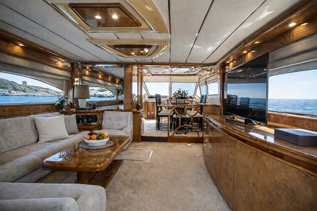 Main salon lounge of Lady Elbaum, Astondoa 72 yacht interior
